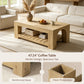 2-Tier Rectangle Coffee Table for Living Room, 47.3" Modern Center Table with Arched Design, Accent Tea Cocktail Table with Storage (Wood)