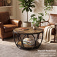 2-Tier Circle Coffee Table for Living Room, 31.5" Mid Century Modern Coffee Table Round Center Table with Storage and Cross Metal Frame for Apartment, Small Space (Brown)