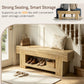 47" Long Entryway Bench, Wooden Entry Way Benches Indoor with Storage Shelf, Rustic Farmhouse End of Bed Bench for Bedroom, Narrow Shoe Rack Seat Skinny Bench for Dining Table, Mud Room, Hallway
