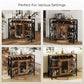 Vividwood Rustic Wine Bar Cabinet‌ - Industrial Liquor Storage with Metal Cart
