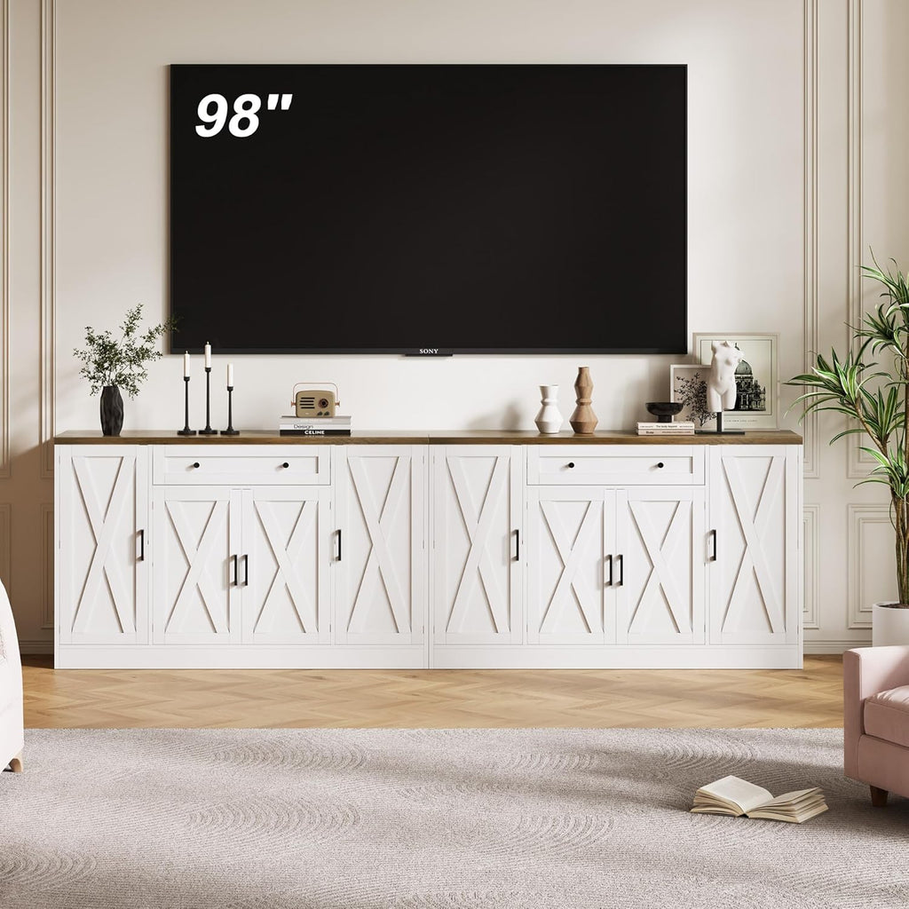 Vividwood 55" Buffet Cabinet with Drawer - 4-Door Storage Sideboard for Dining Room