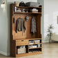 AesthLife Modern Hall Tree - Bench & Shoe Storage Organizer (Classical Brown)