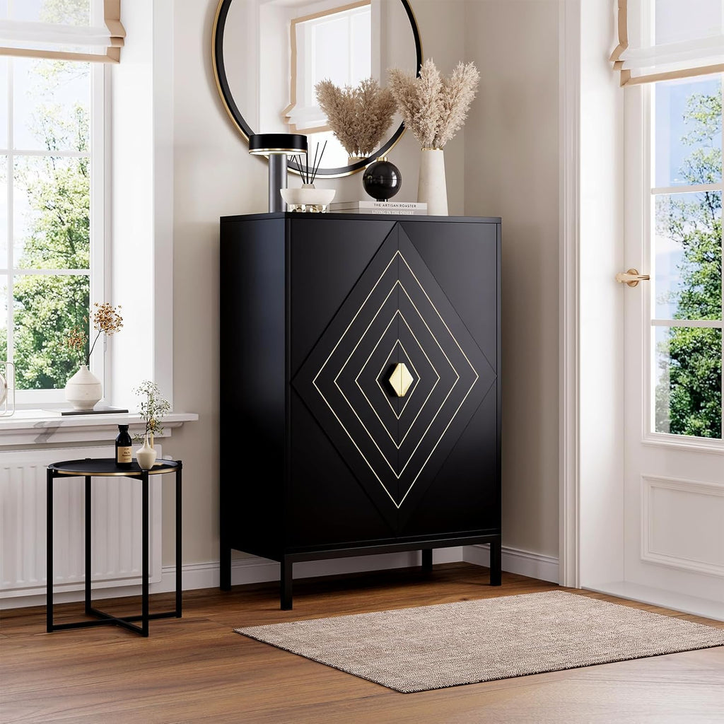 Vividwood 5-Tier Shoe Storage Cabinet‌ - Adjustable Shelves & Doors (Black)