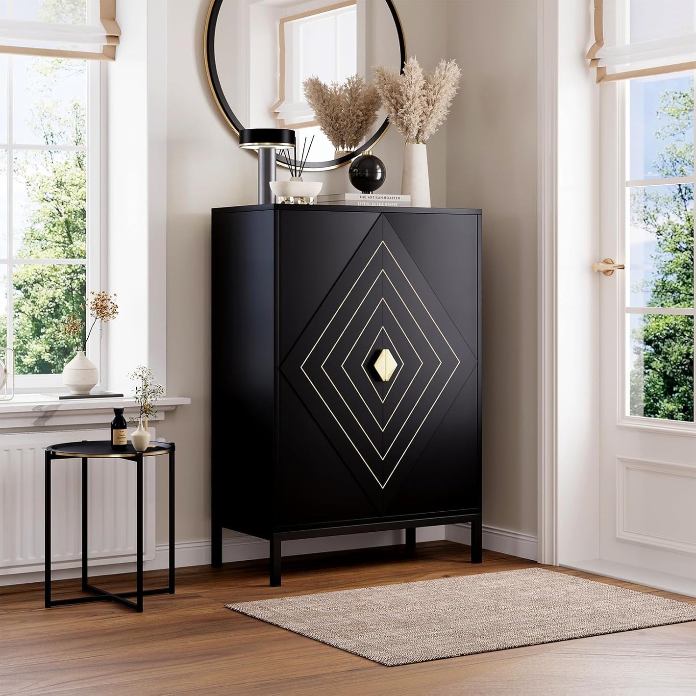 Vividwood 5-Tier Shoe Storage Cabinet‌ - Adjustable Shelves & Doors (Black)