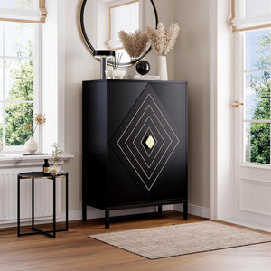 Vividwood 5-Tier Shoe Storage Cabinet‌ - Adjustable Shelves & Doors (Black)