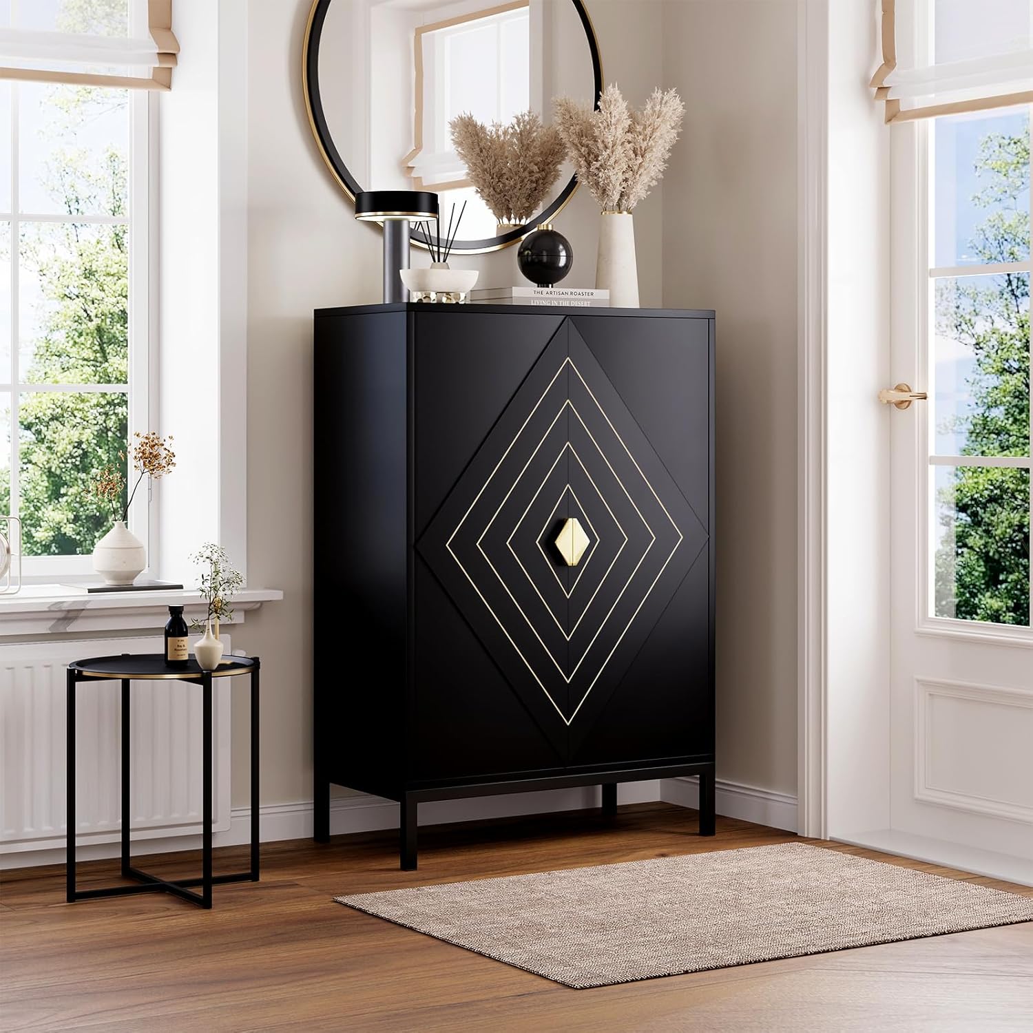 Vividwood 5-Tier Shoe Storage Cabinet‌ - Adjustable Shelves & Doors (Black)