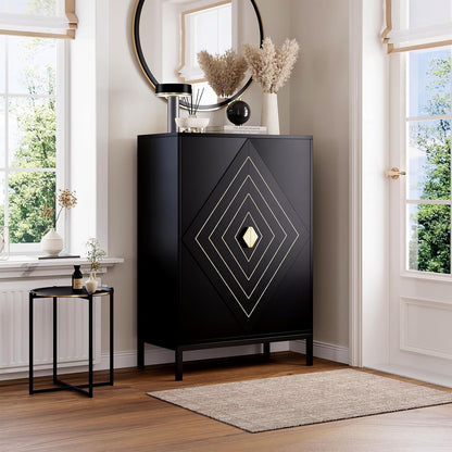 Vividwood 5-Tier Shoe Storage Cabinet‌ - Adjustable Shelves & Doors (Black)