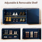 Vividwood Navy Blue Shoe Storage Bench‌ - 41.3" Entryway Cabinet with Padded Seat
