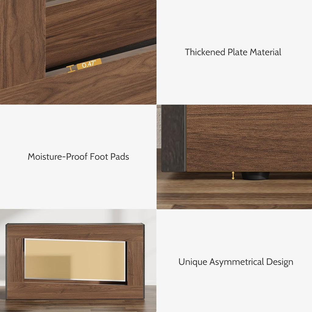 Vividwood 63" Farmhouse Console Table - Long Entryway Table with Storage (Brown & Black)