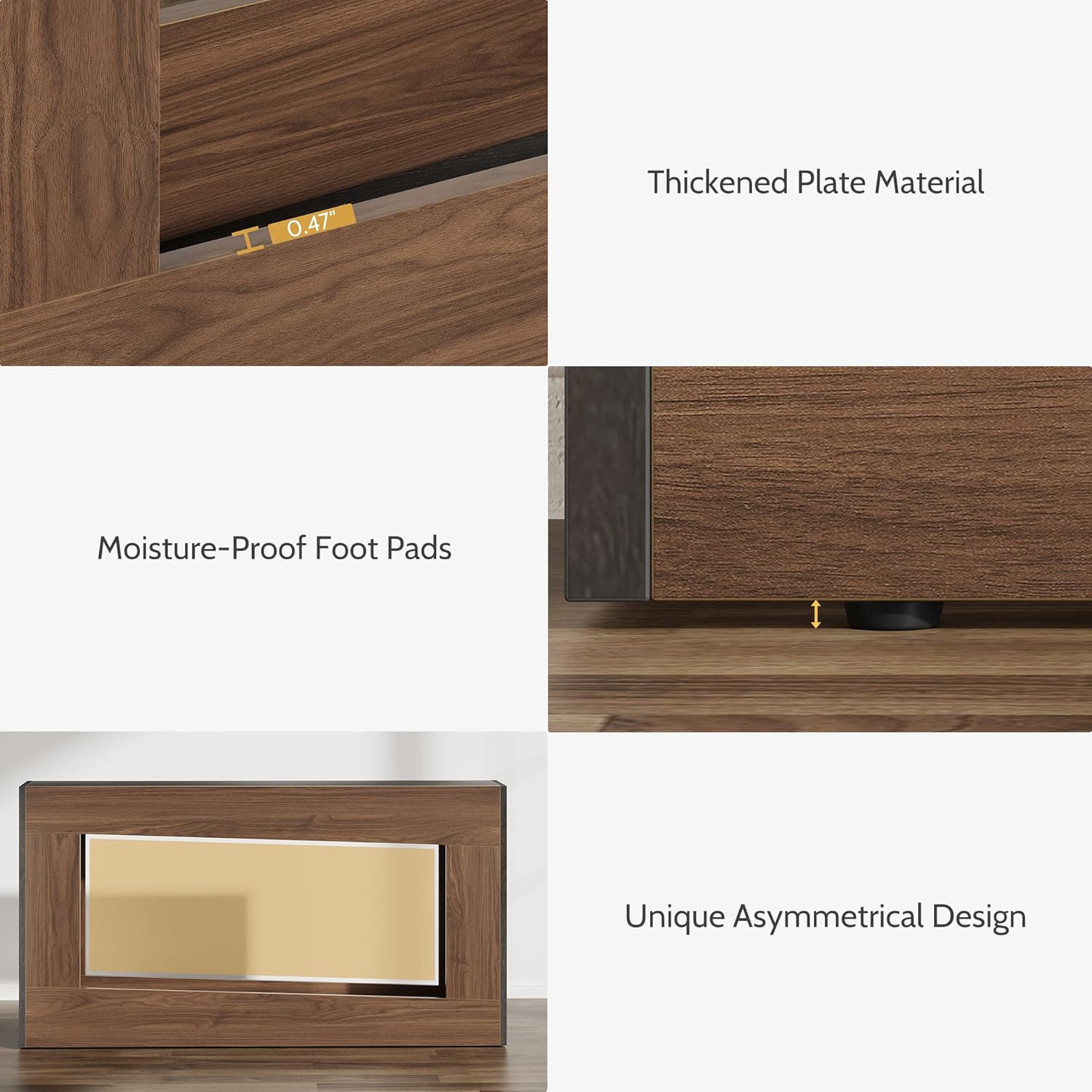 Vividwood 63" Farmhouse Console Table - Long Entryway Table with Storage (Brown & Black)