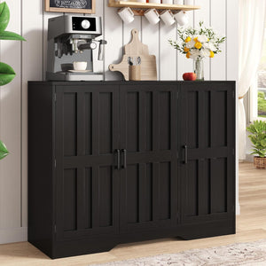 Vividwood 42" Farmhouse Buffet Cabinet - Large Sideboard with 3 Barn Doors