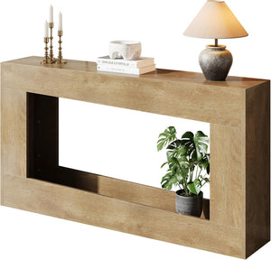 Vividwood 63" Farmhouse Console Table - Modern Sofa Table with Storage (Natural)