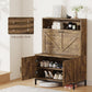Vividwood Farmhouse Shoe Cabinet‌ - Flip Drawer & Doors Organizer (Brown)