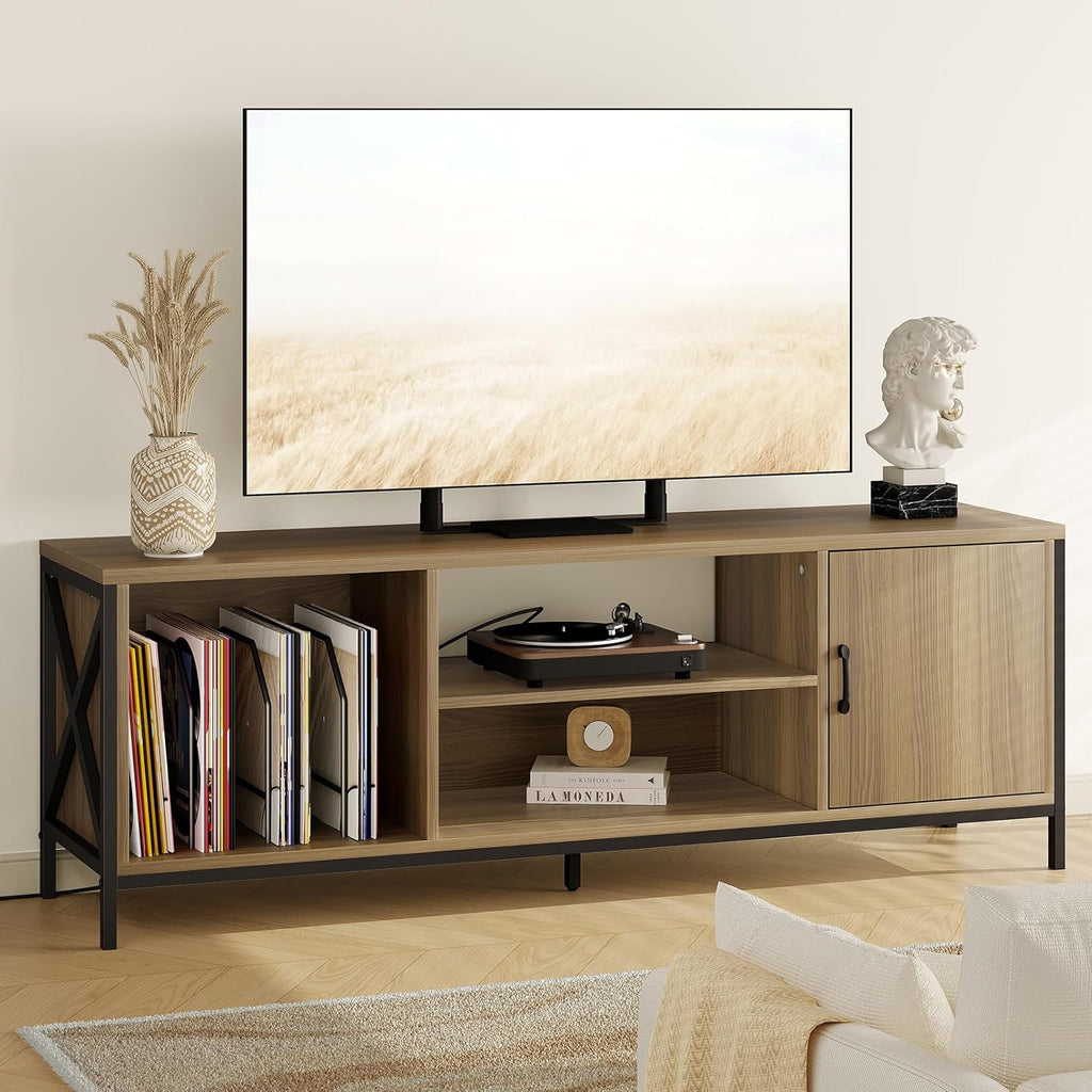 Vividwood 63" Farmhouse TV Stand‌ - 3-Tier Storage Entertainment Center