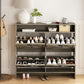 AesthLife Shoe Cabinet with 4 Flip Drawers - Rustic Grey Anti-Tip Design for Entryway & Hallway Storage