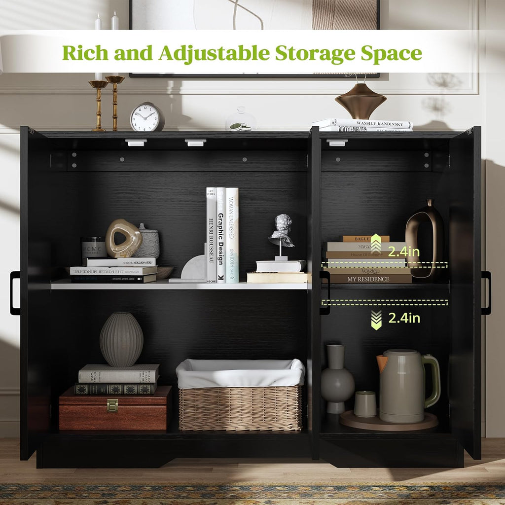 AesthLife Classical Black Sideboard‌ - 42.5" Farmhouse Storage Cabinet