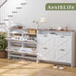 AesthLife Shoe Storage Cabinet - Rustic White 4-Drawer Organizer with Anti-Tip Base for Apartments