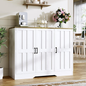 AesthLife Classical White Sideboard‌ - 42.5" Farmhouse Storage Cabinet