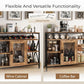 Vividwood Rustic Wine Bar Cabinet‌ - Industrial Liquor Storage with Metal Cart