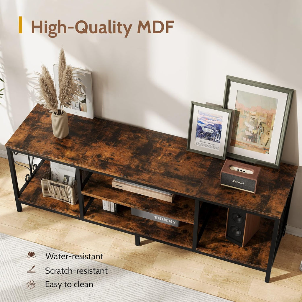 Vividwood 63" Industrial TV Stand for 70" TVs - 3-Tier Open Shelves & Soundbar Space