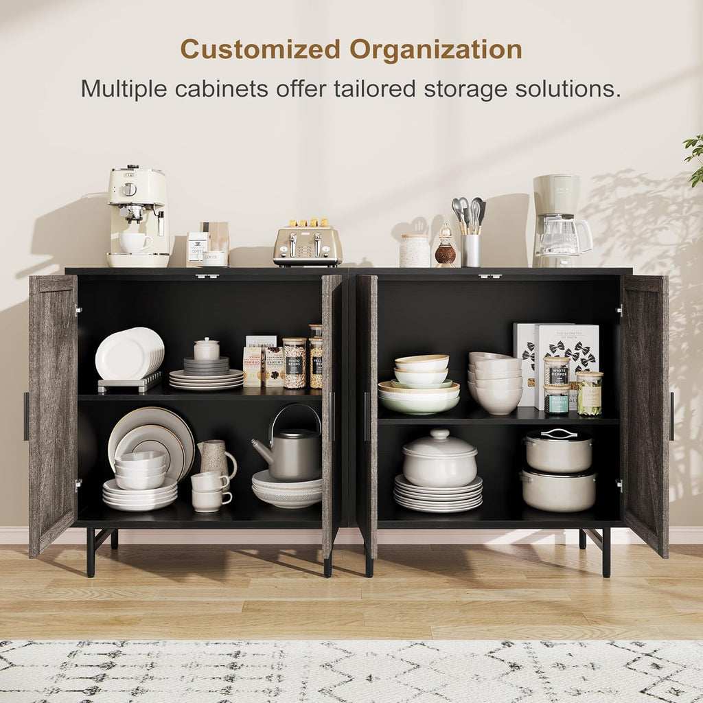 Vividwood Modern Sideboard - 2-Door Storage Cabinet with Adjustable Shelves (Grey)