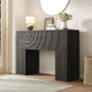 Vividwood 13.4" Farmhouse Console Table - Carved Water Ripple Design (Black)