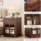 Vividwood 18" Farmhouse Wood End Table with Drawer & Barn Door Storage, Sofa Side Bedside Table for Living Room Bedroom, Espresso