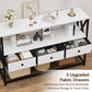 Vividwood 47" Farmhouse Console Table - 3-Drawer & Open Shelf Design (Rustic White)