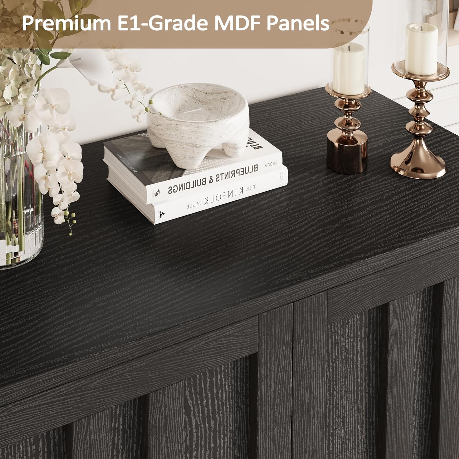 Vividwood Modern Farmhouse Sideboard - 2-Door Storage Cabinet with Adjustable Shelves