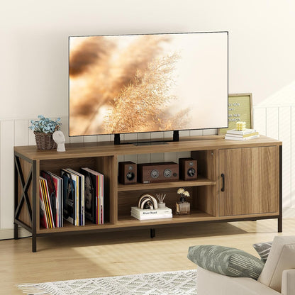 Vividwood 65" Farmhouse TV Stand - Entertainment Center with Storage (Pine Brown)