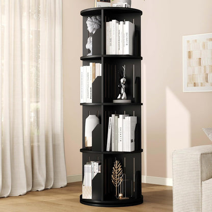Vividwood 360° Spinning Bookshelf - 4-Tier Corner Organizer for Small Spaces & Kids Rooms