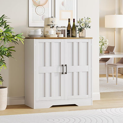 AesthLife Storage Cabinet with Doors & Adjustable Shelves - Classical White Sideboard for Entryway Living Room Kitchen