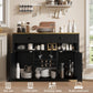 Vividwood 47.2" Farmhouse Wine Cabinet - Wine & Glass Rack Storage (Black)