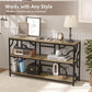 Vividwood 55" Industrial Sofa Table‌ - 3-Tier Storage Console with Geometric Design (Rustic Brown)
