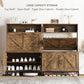 Vividwood Farmhouse Shoe Cabinet‌ - Flip Drawer & Doors Organizer (Brown)