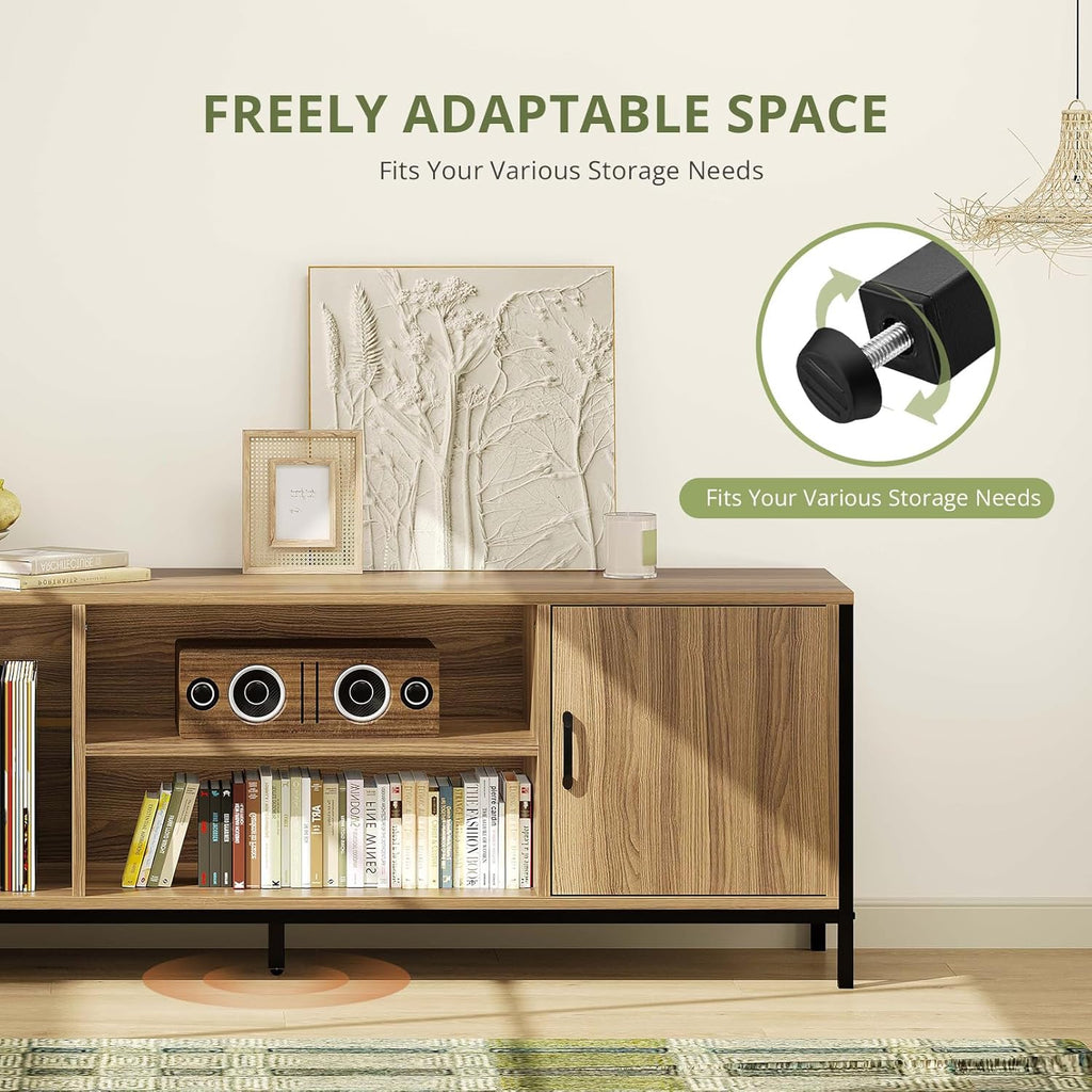 Vividwood 65" Farmhouse TV Stand - Entertainment Center with Storage (Pine Brown)