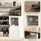 Vividwood Farmhouse White Bar Cabinet - Acrylic Door Wine Storage with Open Shelves