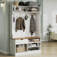 AesthLife Modern Hall Tree - Bench & Shoe Storage Organizer (Classical White)