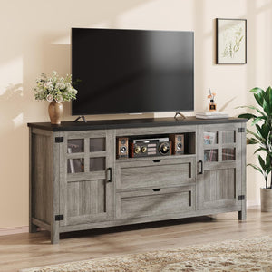 Vividwood Media Cabinet‌ - 70" TV Stand with Drawers & Cable Management (Grey)