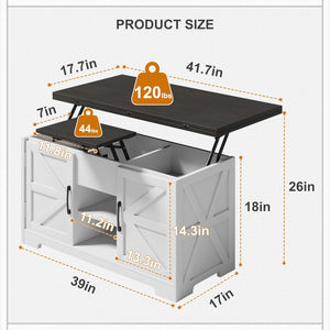 Vividwood Convertible Lift Top Coffee Table - Multi-Function Storage Center Table (Walnut)