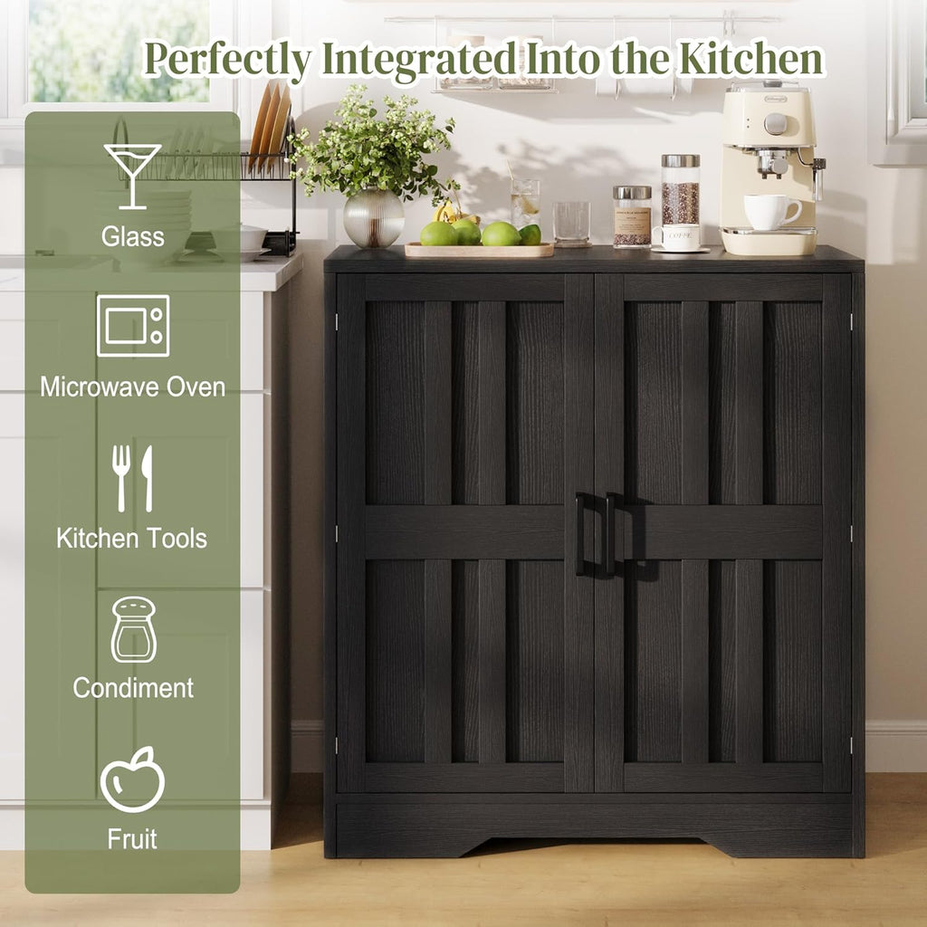 AesthLife Adjustable Shelves Storage Cabinet - Classical Black Sideboard Cabinet for Entryway Living Room Home Organization