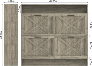 AesthLife Shoe Cabinet with 4 Flip Drawers - Rustic Grey Anti-Tip Design for Entryway & Hallway Storage