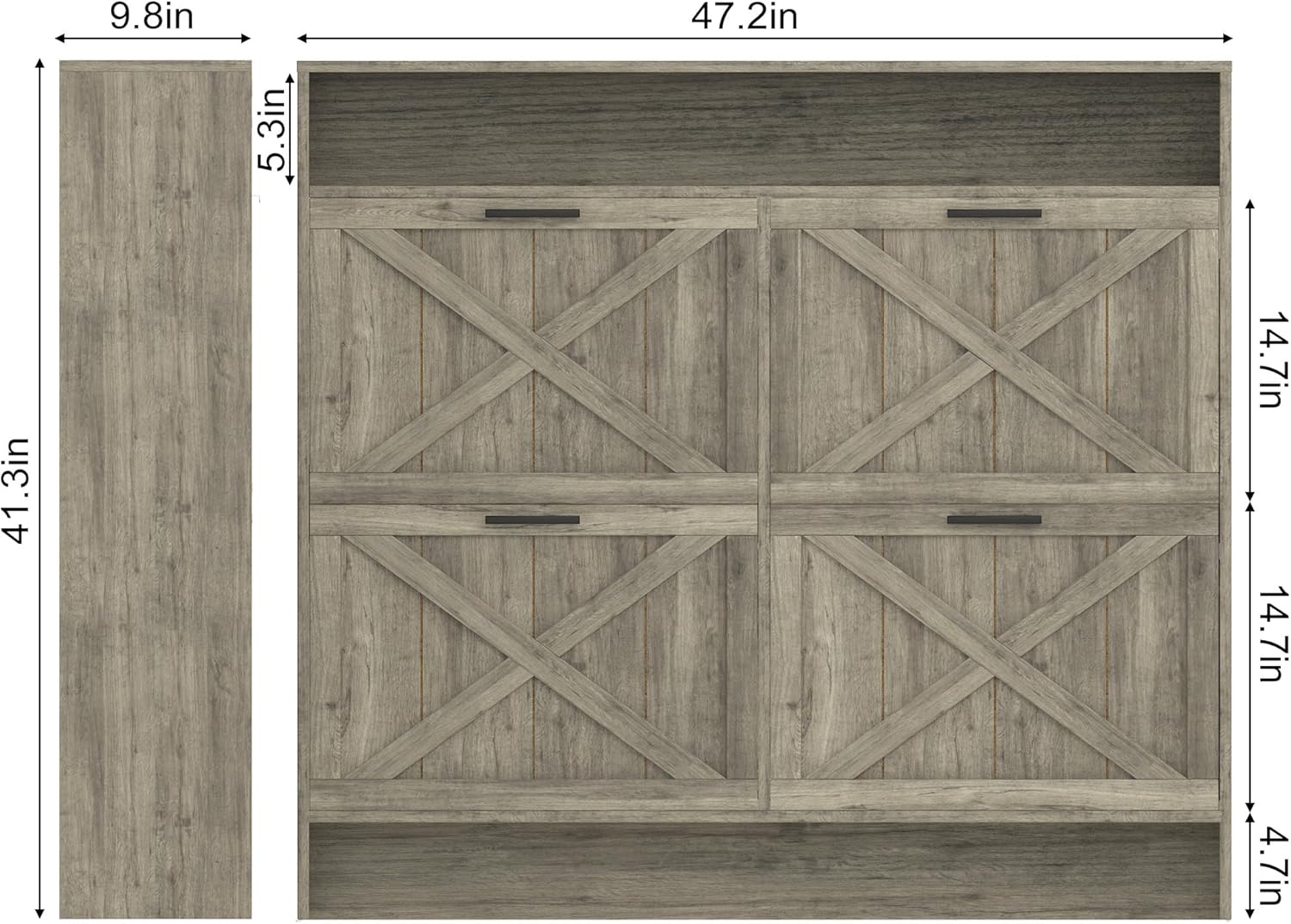 AesthLife Shoe Cabinet with 4 Flip Drawers - Rustic Grey Anti-Tip Design for Entryway & Hallway Storage