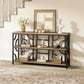 Vividwood 55" Industrial Sofa Table‌ - 3-Tier Storage Console with Geometric Design (Rustic Brown)