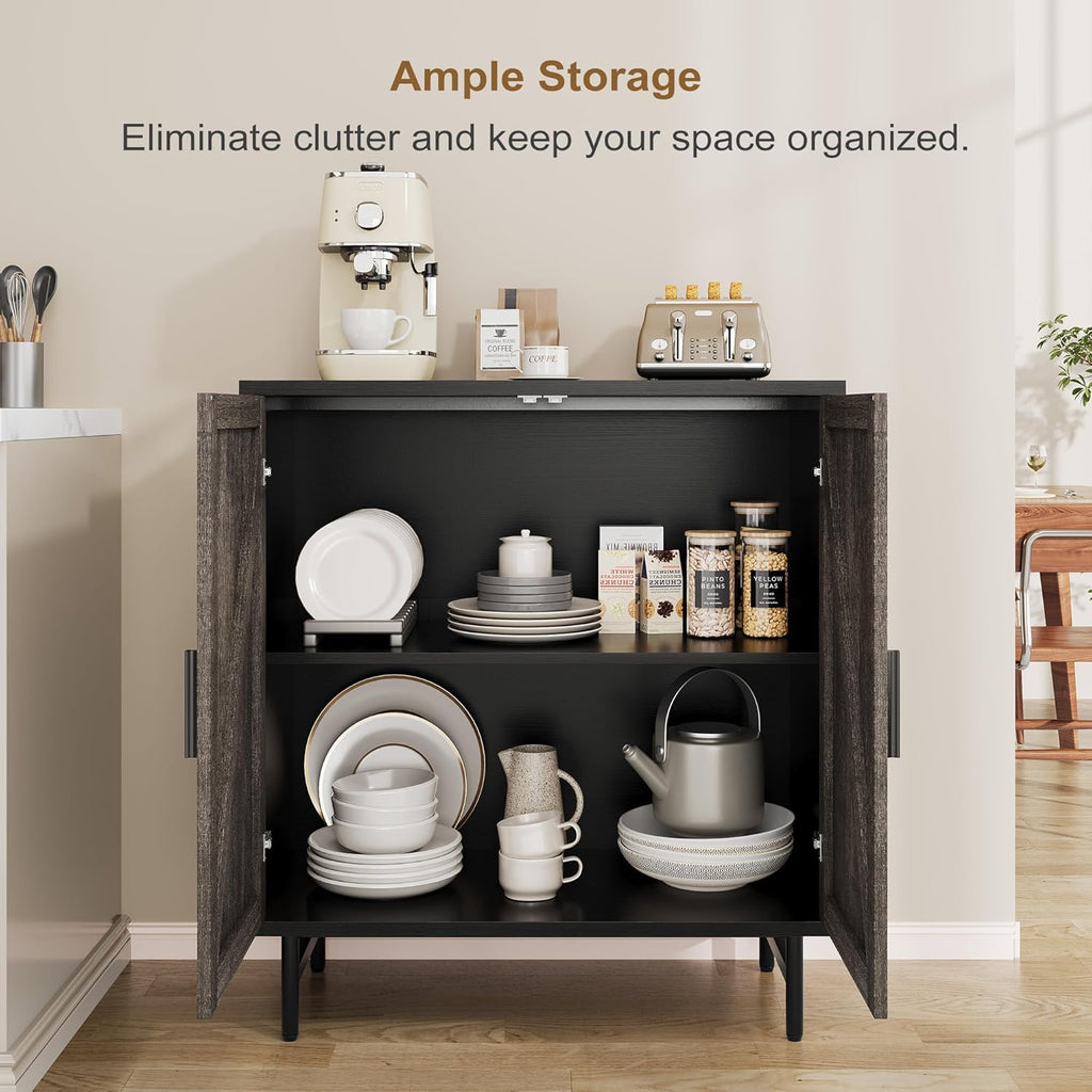 Vividwood Modern Sideboard - 2-Door Storage Cabinet with Adjustable Shelves (Grey)