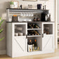 Vividwood Farmhouse Bar Cabinet‌ - Acrylic-Front Storage Hutch with Goblet Holder (Grey)