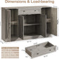 Vividwood 55" Buffet Cabinet with Drawer - 4-Door Storage Sideboard for Dining Room Okay Gray