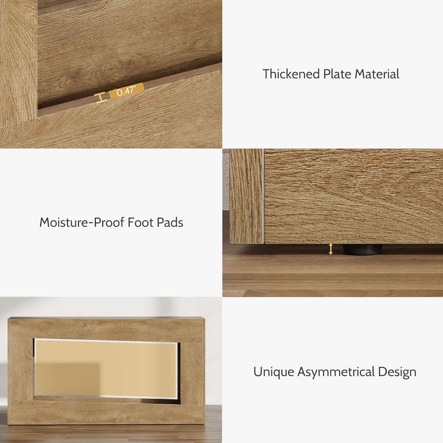 Vividwood 63" Farmhouse Console Table - Modern Sofa Table with Storage (Natural)