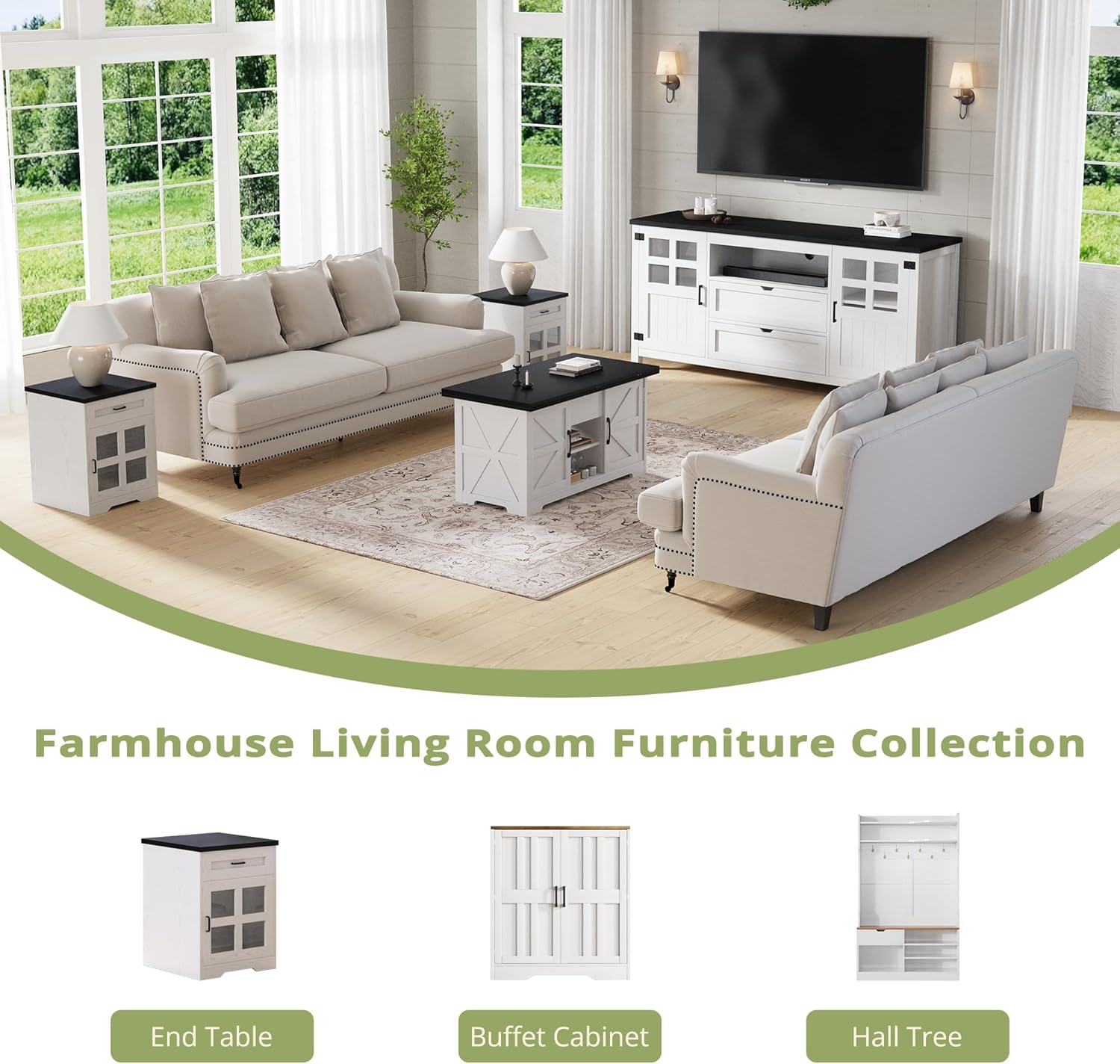 AesthLife Modern Hall Tree - Bench & Shoe Storage Organizer (Classical White)