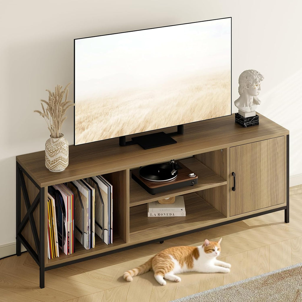 Vividwood 63" Farmhouse TV Stand‌ - 3-Tier Storage Entertainment Center